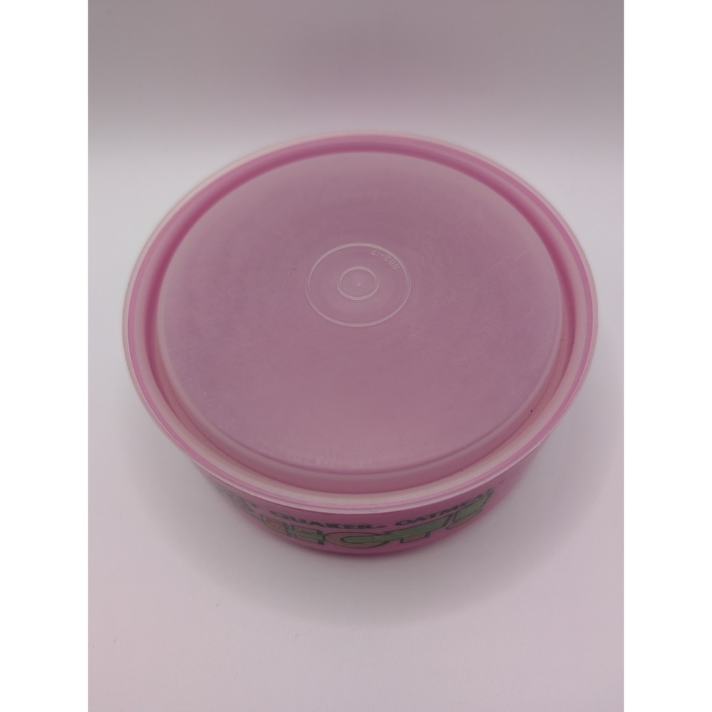 Vintage Instant Quaker Oatmeal It's HOT Pink Plastic Color Bowl 1992 With Lid - Picture 7 of 8